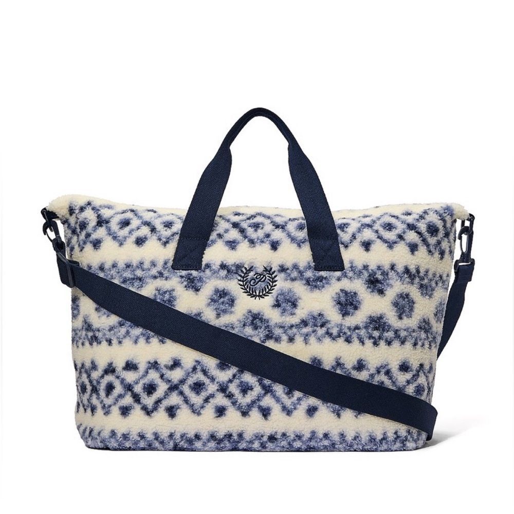 Victoria's Secret Blue and Cream Cozy Weekend Bag NEW 2025